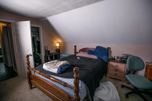 17 Duncan Rd, Augusta, ME 04330 - bedroom with lofted ceiling, carpet floors, and a walk in closet