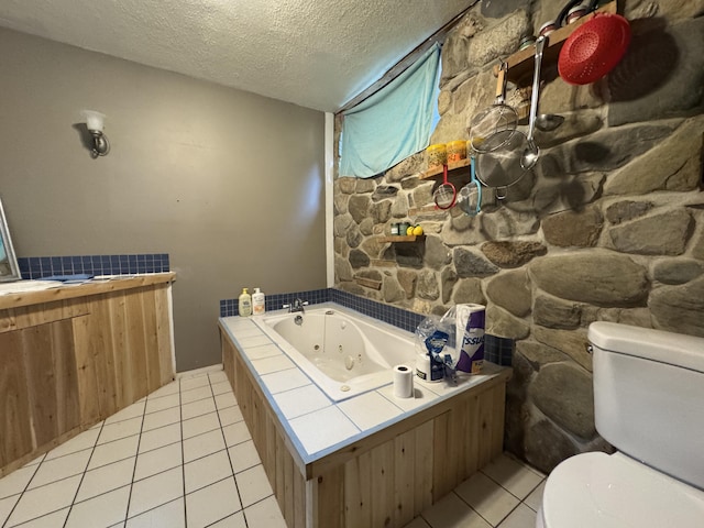 1698 Exeter Rd, Exeter, ME 04435 - full bath with a whirlpool tub, tile patterned floors, and a textured ceiling
