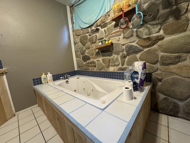 1698 Exeter Rd, Exeter, ME 04435 - full bath with tile patterned floors and a jetted tub