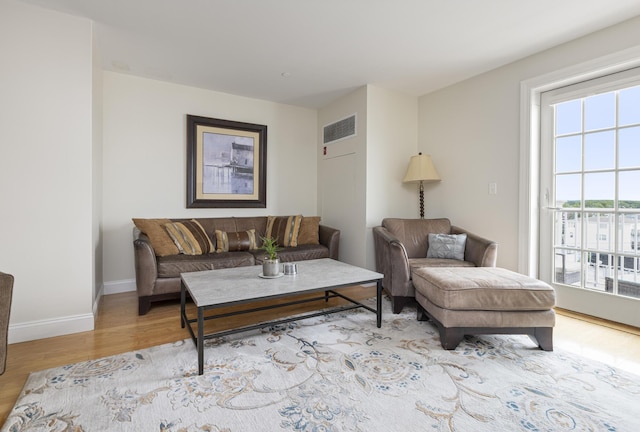 1 E Grand Ave Unit 503, Old Orchard Beach, ME 04064 - living room featuring light wood-type flooring and baseboards