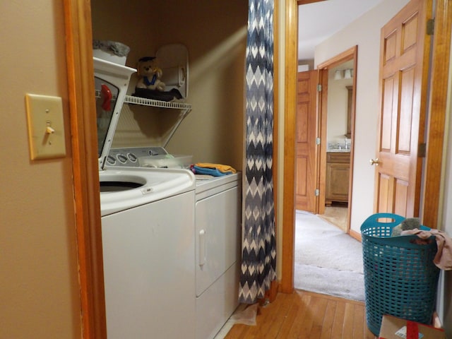 953 Pushaw Rd, Glenburn, ME 04401 - washroom featuring washer and dryer and light wood-style floors
