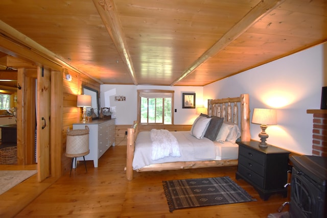 108 Maple Rd, Atkinson, ME 04426 - bedroom with wood finished floors and a wood ceiling with exposed beams