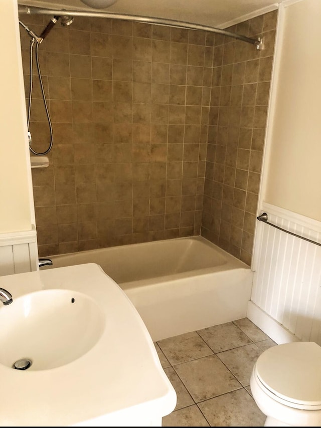 120 Sunday River Rd, Bethel, ME 04217 - bathroom with tile patterned floors, washtub / shower combination, and vanity