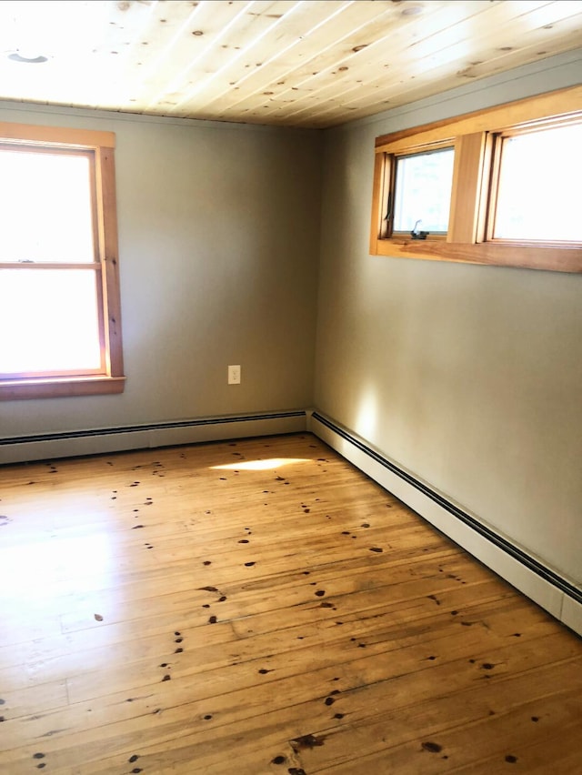 120 Sunday River Rd, Bethel, ME 04217 - spare room featuring healthy amount of natural light, hardwood / wood-style flooring, baseboard heating, and wood ceiling