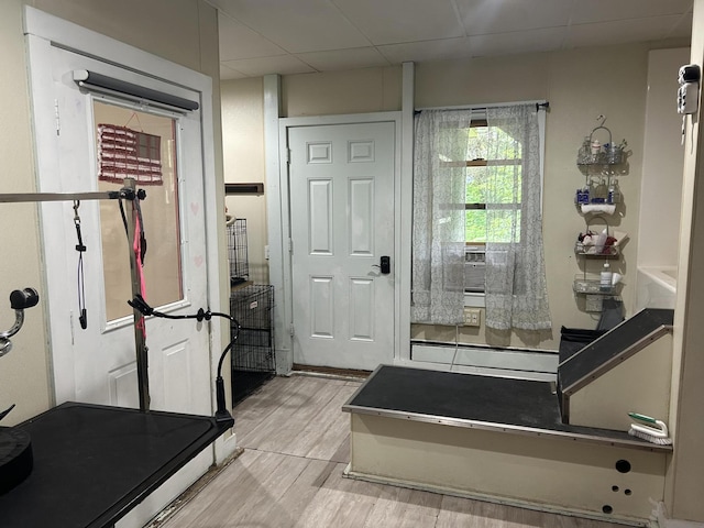120 Sunday River Rd, Bethel, ME 04217 - entryway with light wood-style flooring and a drop ceiling