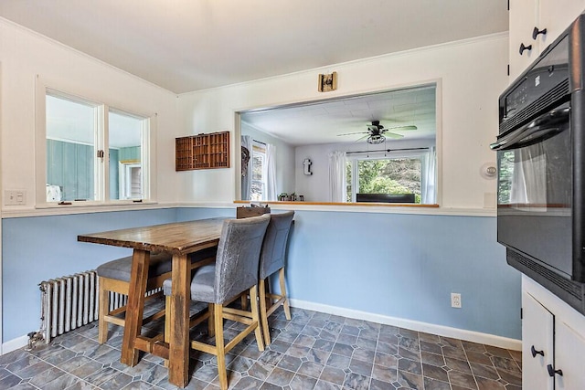 77 W River Rd, Waterville, ME 04901 - dining space featuring baseboards and a ceiling fan