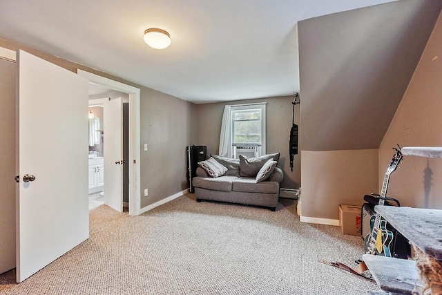 77 W River Rd, Waterville, ME 04901 - sitting room featuring light carpet, cooling unit, and a baseboard heating unit