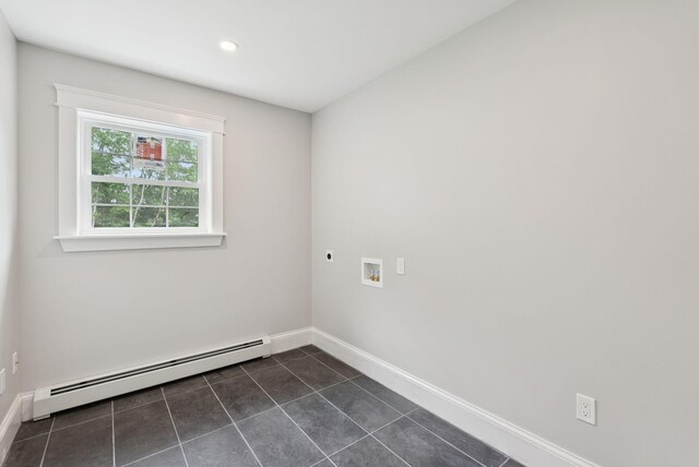 127 Bond Brook Rd, Augusta, ME 04330 - spare room featuring a baseboard radiator, dark tile patterned flooring, and recessed lighting
