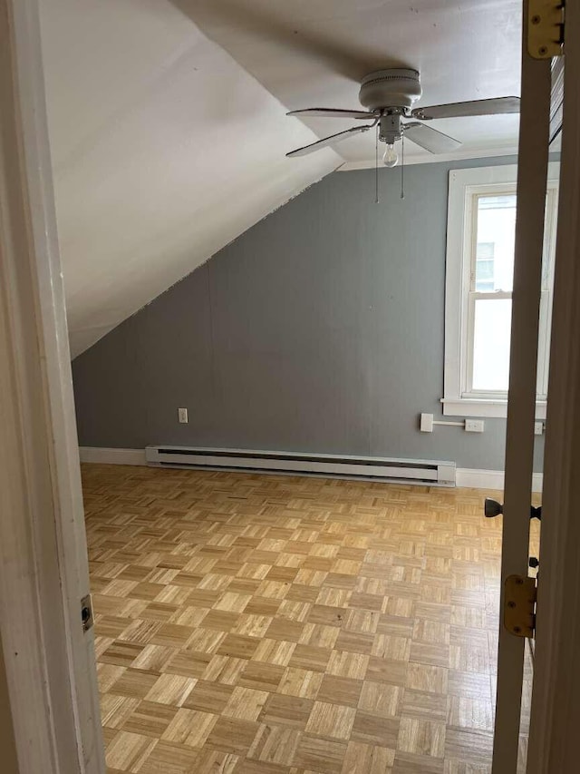107 May St, Biddeford, ME 04005 - bonus room featuring ceiling fan, vaulted ceiling, and baseboard heating