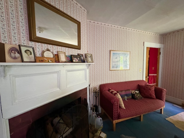 610 E Sangerville Rd, Sangerville, ME 04479 - living room with wallpapered walls