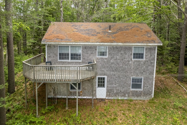 124 Main Rd, Westport Island, ME 04578 - rear view of property featuring a deck and a wooded view