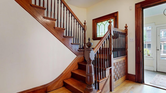 93 Fessenden St, Portland, ME 04103 - staircase featuring wood finished floors and baseboards