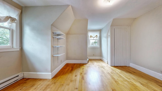 93 Fessenden St, Portland, ME 04103 - additional living space with a baseboard radiator, plenty of natural light, and hardwood / wood-style floors