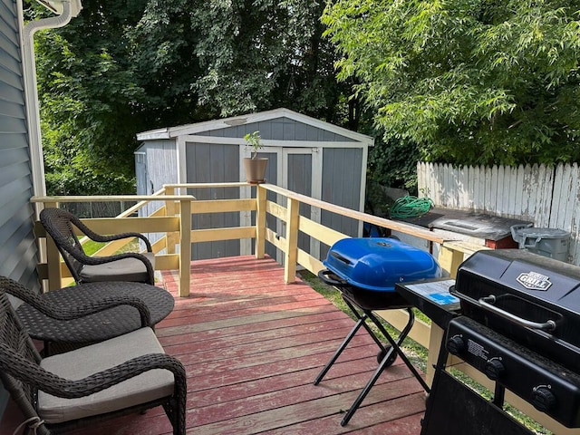31 Blake St, Brewer, ME 04412 - deck featuring grilling area and a storage unit