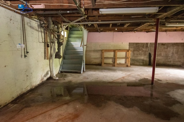 180 Lawrence St, Dover-Foxcroft, ME 04426 - unfinished below grade area with stairs