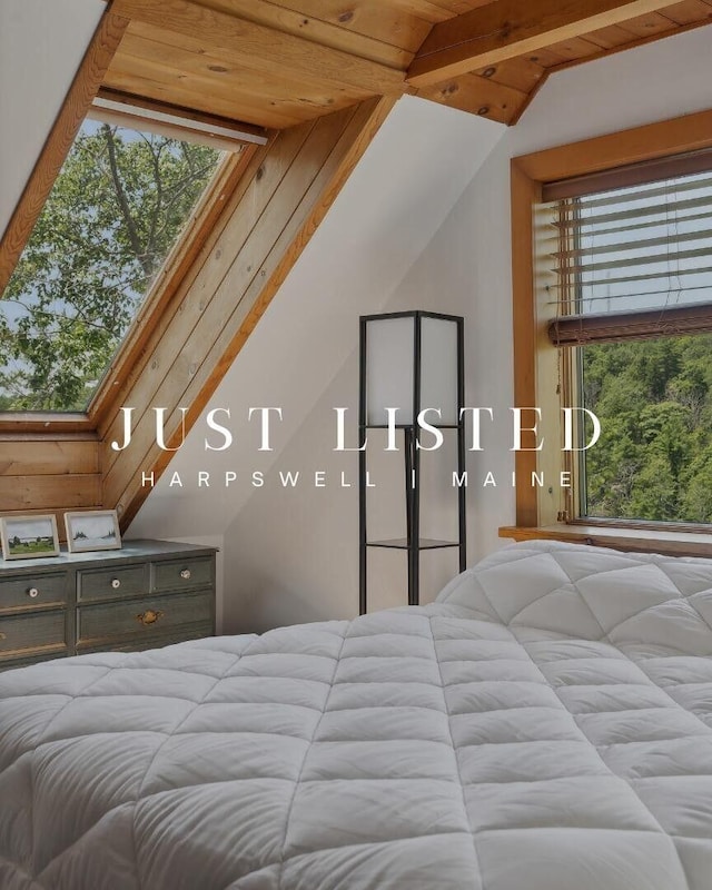 911 Orion Point Way, Harpswell, ME 04079 - bedroom featuring vaulted ceiling and a skylight