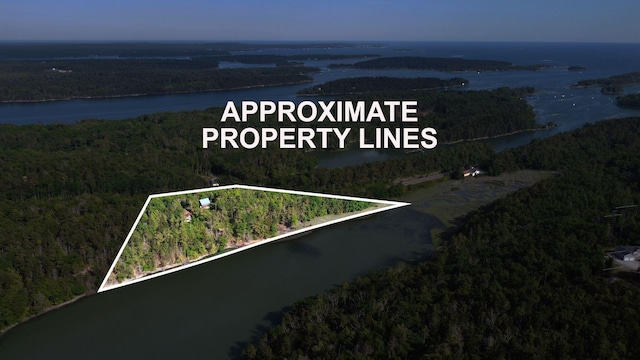 911 Orion Point Way, Harpswell, ME 04079 - aerial overview of property's location featuring a nearby body of water and property boundaries highlighted