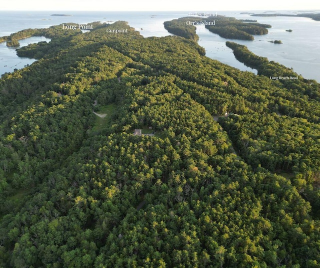 911 Orion Point Way, Harpswell, ME 04079 - aerial view of property and surrounding area with a heavily wooded area and a nearby body of water