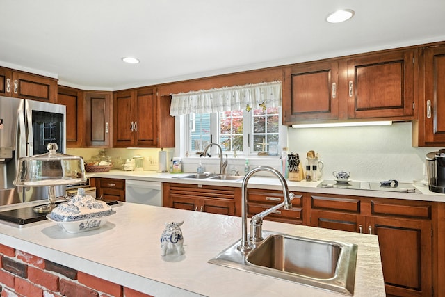 43 Green St, Augusta, ME 04330 - kitchen featuring dishwasher, light countertops, electric cooktop, recessed lighting, and smart refrigerator