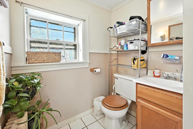 43 Green St, Augusta, ME 04330 - bathroom with crown molding, vanity, and tile patterned flooring