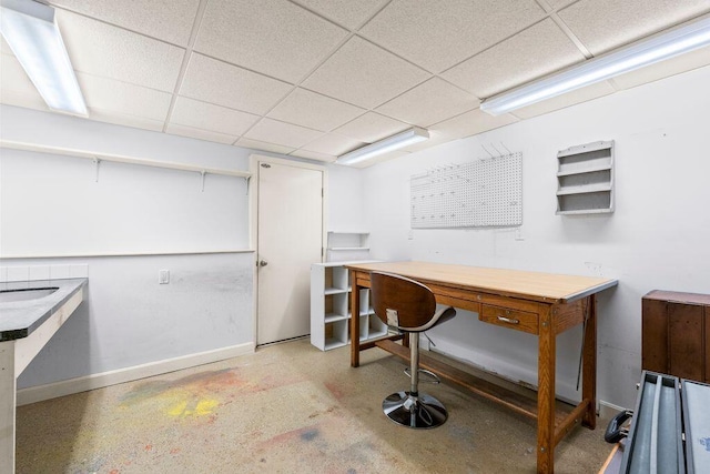 38 Harvest Hill Ln Unit 38, Auburn, ME 04210 - below grade area featuring an office area and a paneled ceiling