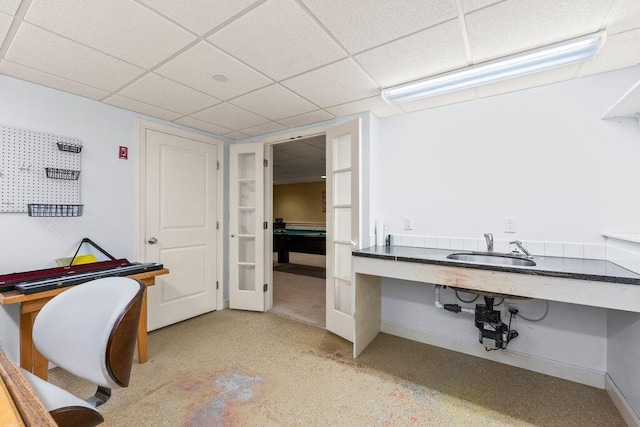 38 Harvest Hill Ln Unit 38, Auburn, ME 04210 - office space featuring a paneled ceiling and french doors