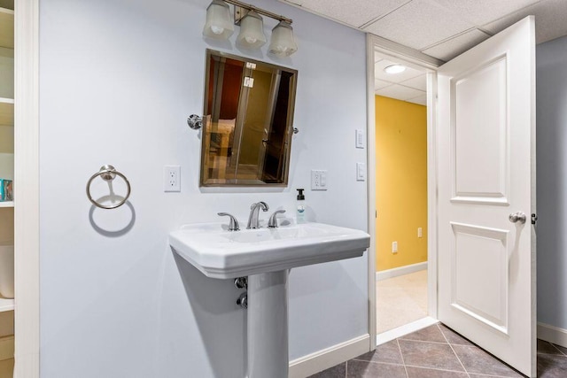38 Harvest Hill Ln Unit 38, Auburn, ME 04210 - bathroom with a drop ceiling and tile patterned flooring