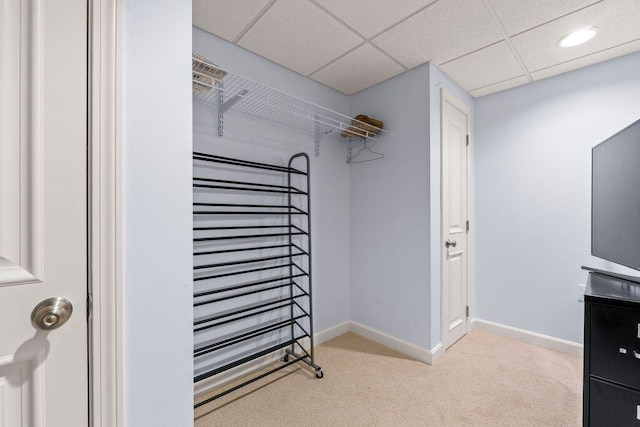 38 Harvest Hill Ln Unit 38, Auburn, ME 04210 - walk in closet with light carpet and a paneled ceiling