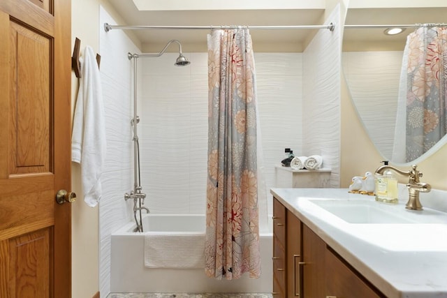 1 Grimes Ave, Boothbay, ME 04544 - bathroom featuring vanity and shower / bath combo with shower curtain