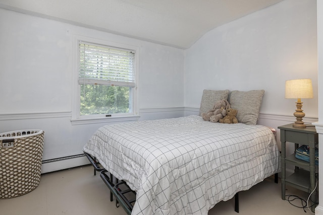 14 Bailey Ln, Brunswick, ME 04011 - bedroom with a baseboard heating unit and vaulted ceiling