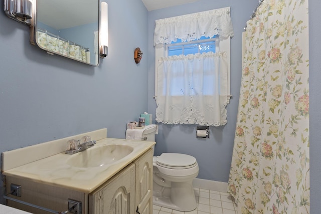 395 Alfred St, Biddeford, ME 04005 - bathroom featuring vanity, tile patterned floors, and a shower with shower curtain