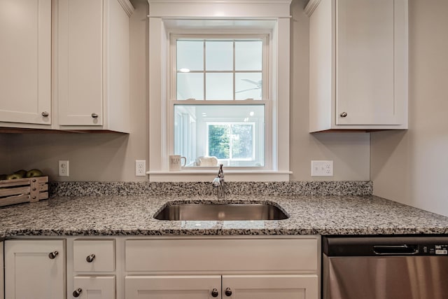 189 Falcon Crest Dr Unit 31, Gorham, ME 04038 - kitchen with stainless steel dishwasher, white cabinets, and light stone counters