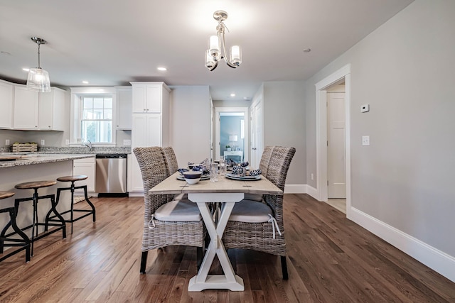 189 Falcon Crest Dr Unit 31, Gorham, ME 04038 - dining room featuring wood finished floors, a chandelier, and recessed lighting