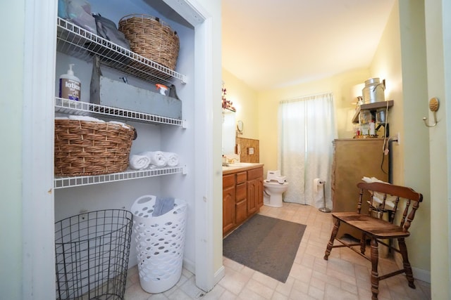 3922 Union St, Levant, ME 04456 - bathroom featuring vanity and lofted ceiling