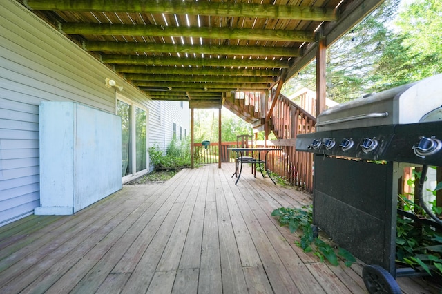 3922 Union St, Levant, ME 04456 - wooden terrace featuring a grill and stairway