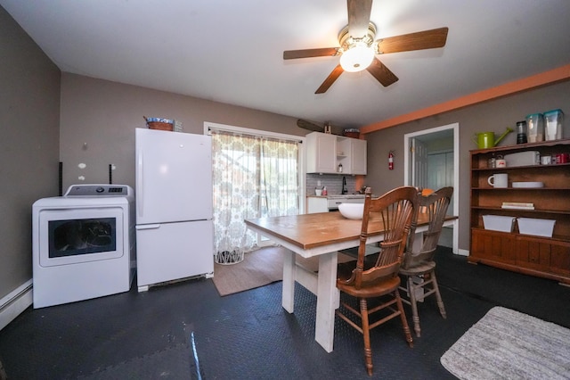 3922 Union St, Levant, ME 04456 - dining space with washer / clothes dryer and a ceiling fan