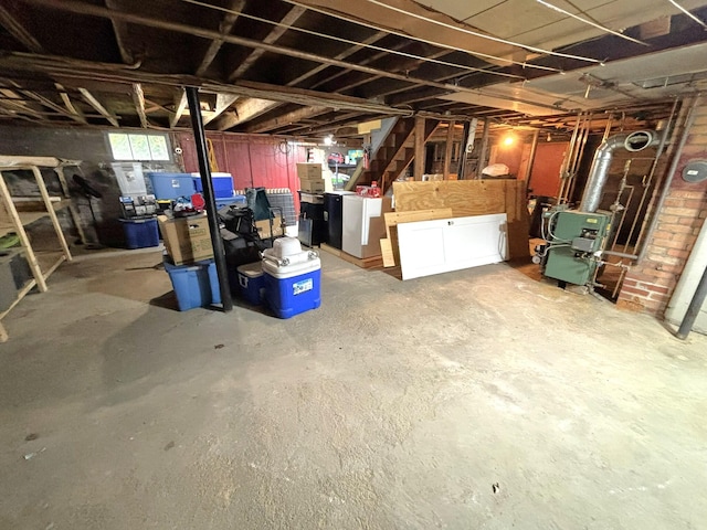 6 Shirley Ave, Lewiston, ME 04240 - basement featuring a heating unit and stairway
