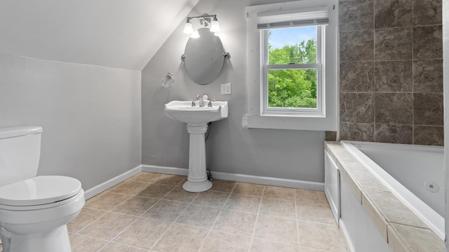 2300 Hudson Rd, Hudson, ME 04449 - full bath with vaulted ceiling and tile patterned floors