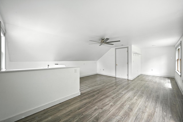 3 Gedney St, Augusta, ME 04330 - bonus room featuring ceiling fan, wood finished floors, and vaulted ceiling