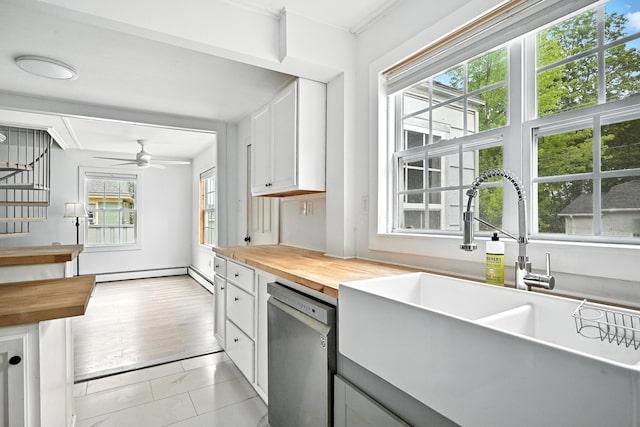 3 Gedney St, Augusta, ME 04330 - kitchen with dishwasher, wooden counters, and plenty of natural light