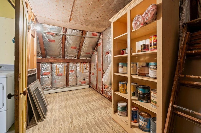 99 Hill St, Biddeford, ME 04005 - storage area with washer / clothes dryer and a baseboard heating unit