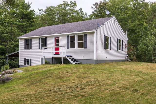 7 Lucas Ct, Bristol, ME 04539 - view of front of property featuring a front lawn and a shingled roof
