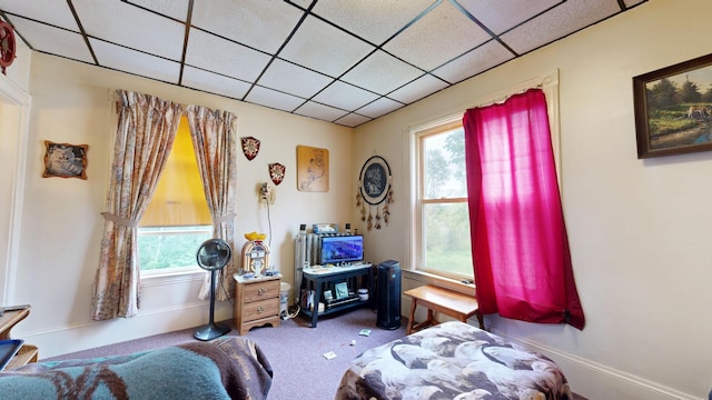 28 Stewart St, Lewiston, ME 04240 - bedroom with a drop ceiling, multiple windows, and carpet flooring