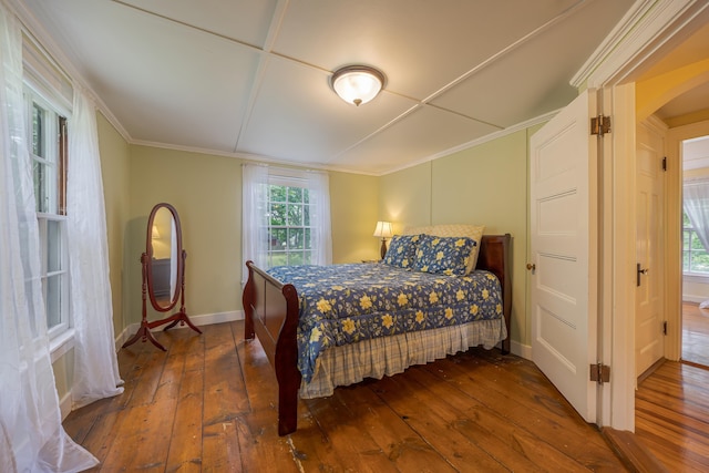135 State Highway 3, Bar Harbor, ME 04609 - bedroom with hardwood / wood-style flooring, crown molding, and arched walkways