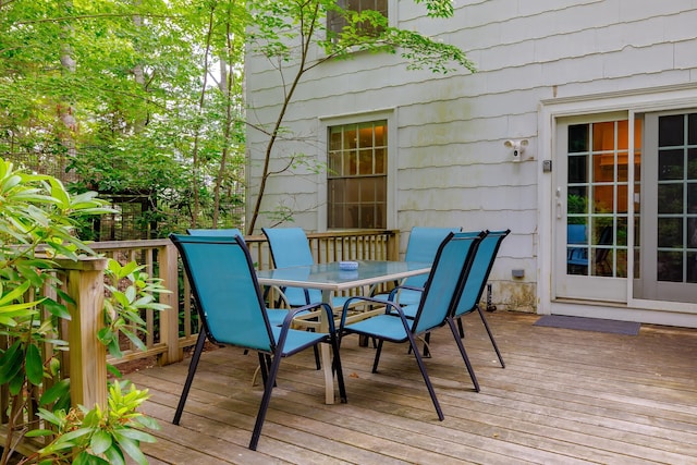 135 State Highway 3, Bar Harbor, ME 04609 - wooden terrace featuring outdoor dining area