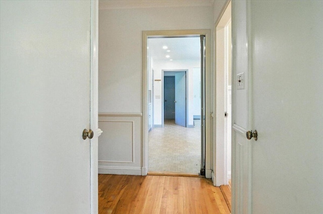 49 Bardwell St, Lewiston, ME 04240 - corridor featuring light wood-style flooring and wainscoting