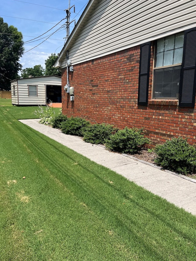 view of property exterior featuring a lawn