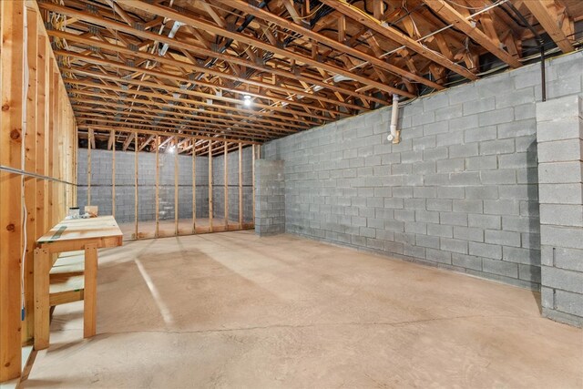 3691 Flagpole Rd, Ellijay, GA 30540 - unfinished basement with concrete block wall