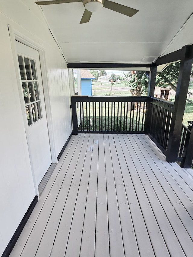 106 Santa Fe Trl NW, Dalton, GA 30721 - wooden terrace with a ceiling fan and an outdoor structure