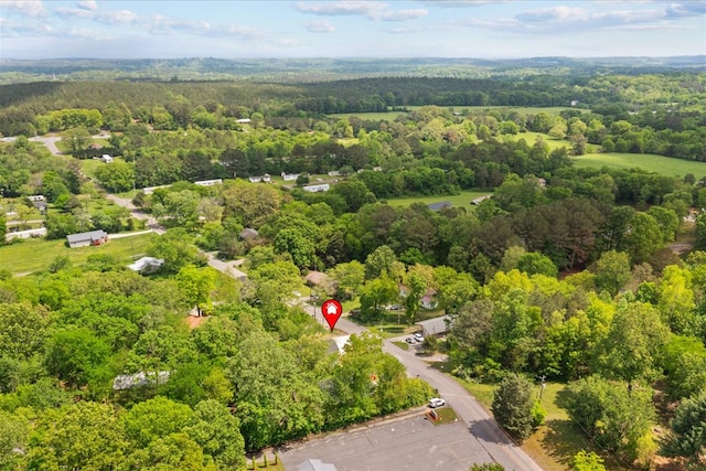 aerial view with a wooded view